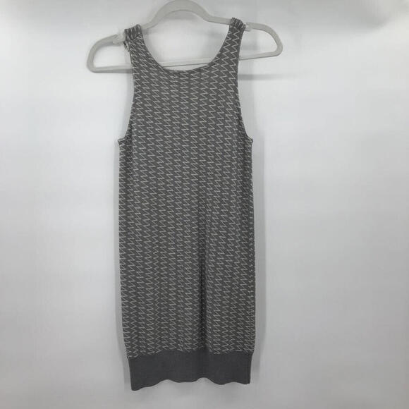 Women's Alexander Wang Wool Zigzag Knit Bodycon Gray/White Tank Mini Dress Large - Picture 2 of 3